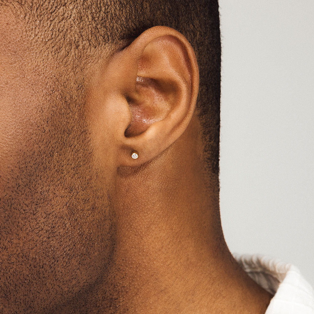 Celestial Crystal Bezel Solitaire Push Pin Flat Back Earring