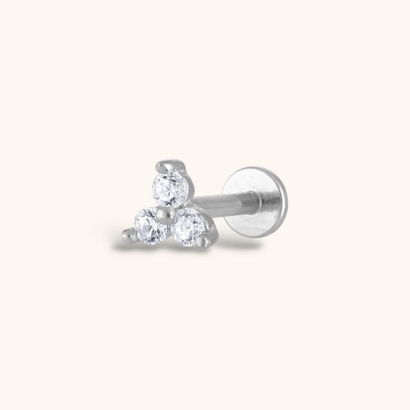 Crystal Trinity Threaded Flat Back Earring