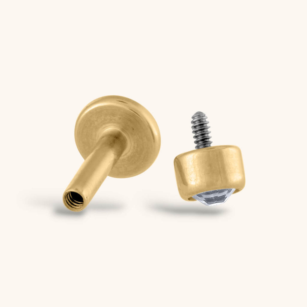 Celestial Crystal Bezel Solitaire Threaded Flat Back Earring